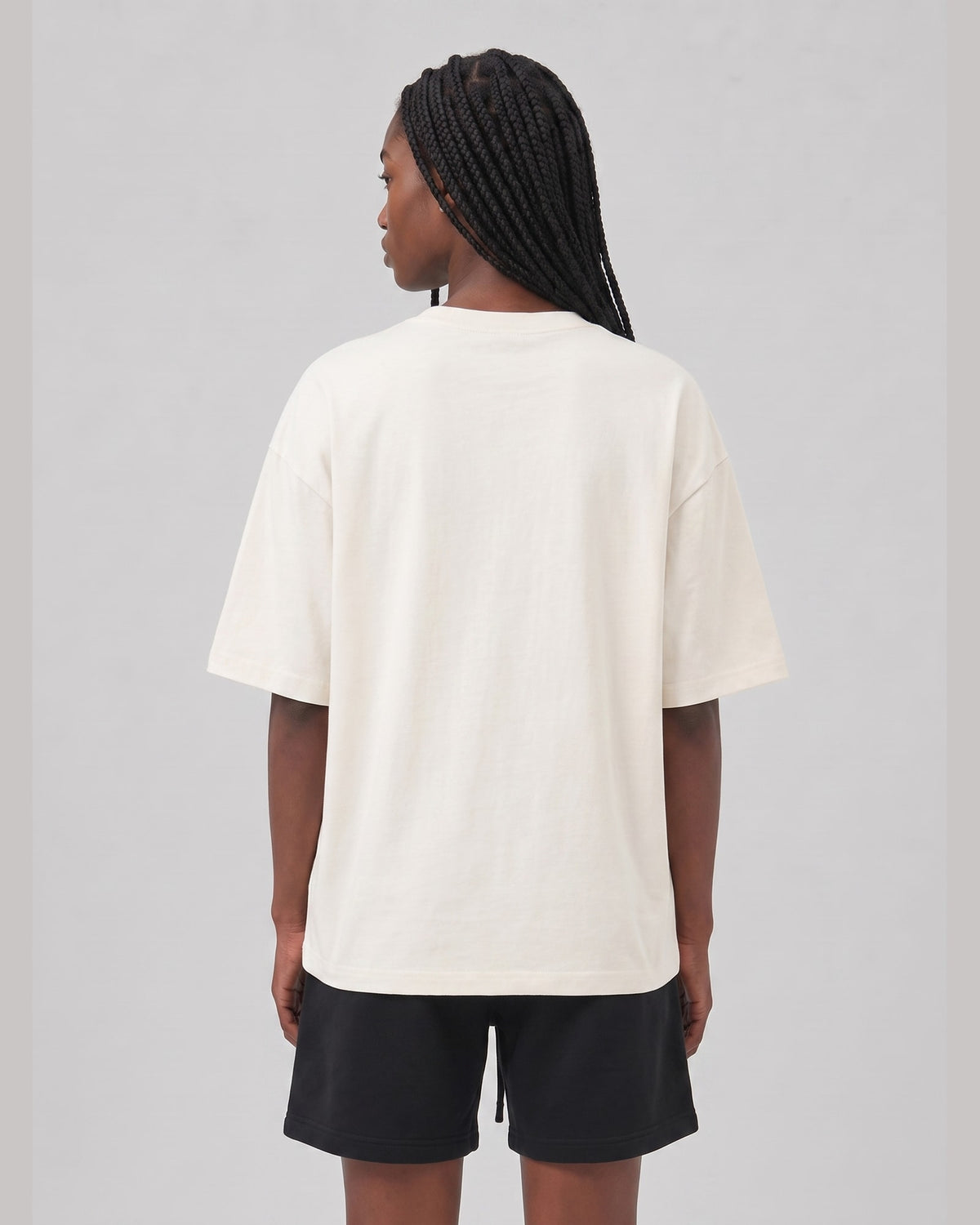 Logo Oversized T-Shirt in Off-White, back view on model