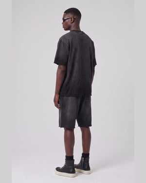 Washed Oversized Set in Black, back view on model