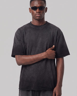 Washed Oversized Set in Black, fabric and construction detail