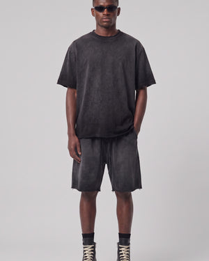 Washed Oversized Set in Black, fabric and construction detail