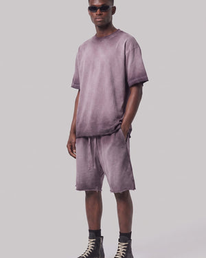 Washed Oversized Set in Dusty Plum, fabric and construction detail