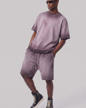 Washed Oversized Set in Dusty Plum, fabric and construction detail
