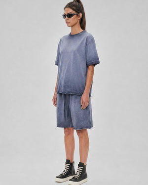 Washed Oversized Set in Slate Blue, fabric and construction detail